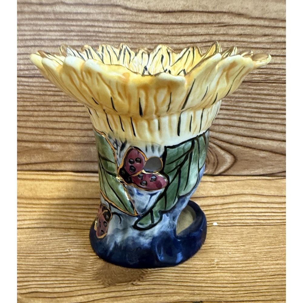 Blue Sky Clayworks Sunflower Ladybug Tart Tea Light Warmer Heather Goldminc - Picture 3 of 9